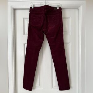 AG Jeans, Velvet Corduroy Legging, color Wine, size 29R
